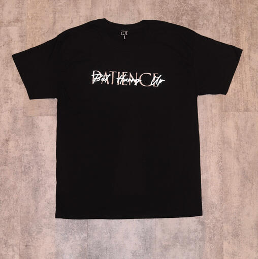 Black T- Shirt Sliver Letters $50